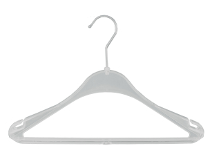 Kleiderbügel für Kostüme mit Steg, leichter Formbügel, FS3, clear, 45 cm, 120 Stück