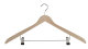 Holzbügel für Anzüge und Zweiteiler mit Clip, flach, 55 cm, natur, NEU, 5 Stück