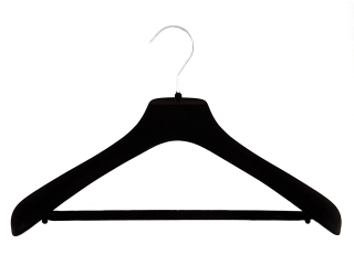 Samt Kleiderbügel für Anzüge mit Steg, 42 cm, schwarz, NEU, 10 Stück