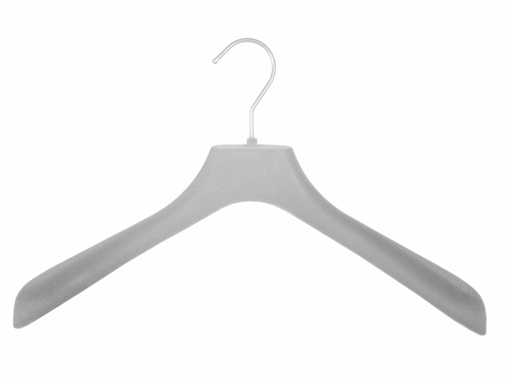 Kleiderbügel Kunststoff Samt bezogen Velours beflockt Grau