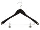 Holzbügel für Anzüge und Zweiteiler mit Clip, breit, 50 cm, schwarz, NEU, 5 Stück